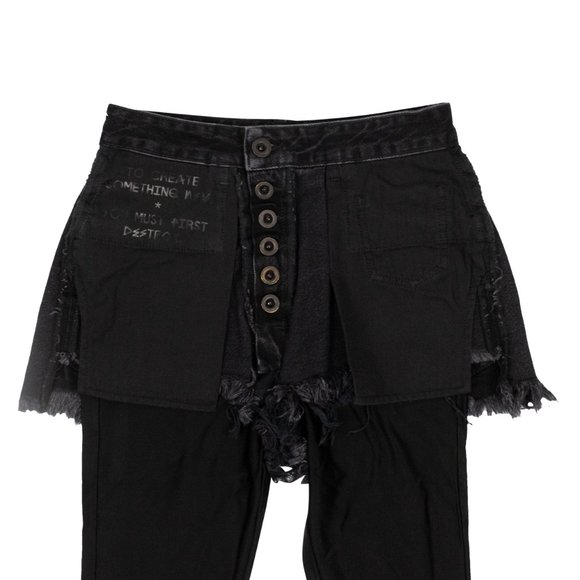 UNRAVEL PROJECT Black Reverse Shorts Layered Stretch Leggings Size 25 $770 - Picture 2 of 6